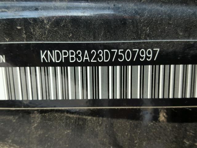 KNDPB3A23D7507997 - 2013 KIA SPORTAGE B BLACK photo 10