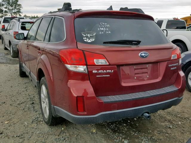 4S4BRDLC0C2239080 - 2012 SUBARU OUTBACK 3. BURGUNDY photo 3