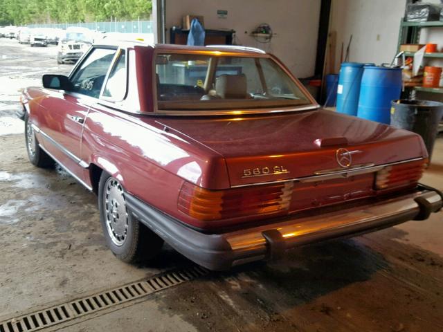 WDBBA45C1FA021490 - 1985 MERCEDES-BENZ 380 SL RED photo 3