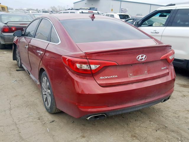 5NPE34AF8FH054505 - 2015 HYUNDAI SONATA SPO MAROON photo 3