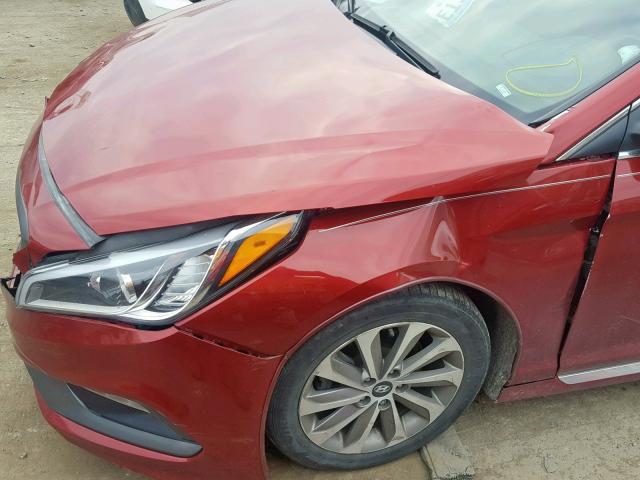 5NPE34AF8FH054505 - 2015 HYUNDAI SONATA SPO MAROON photo 9