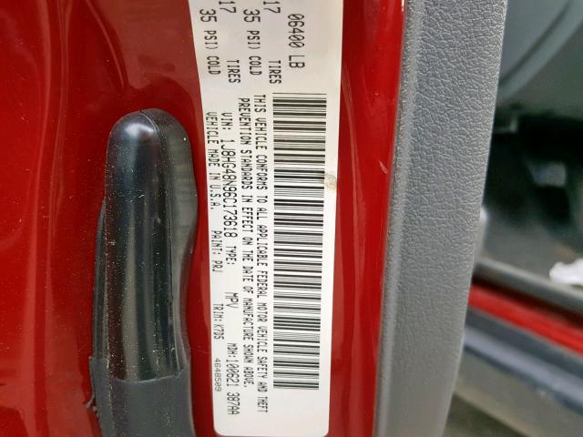 1J8HG48N96C173618 - 2006 JEEP COMMANDER ბურგუნდია ფოტო 10