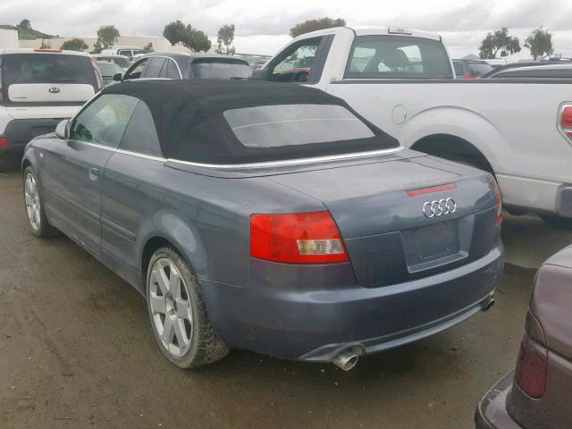 WAUAT48H73K016392 - 2003 AUDI A4 3.0 CAB GRAY photo 3