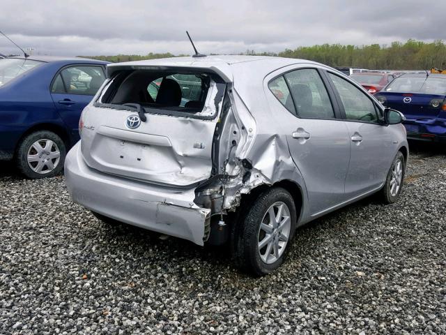 JTDKDTB31E1064765 - 2014 TOYOTA PRIUS C SILVER photo 4