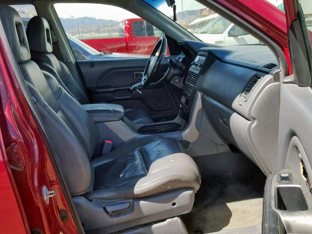 2HKYF18503H524523 - 2003 HONDA PILOT EXL MAROON photo 5