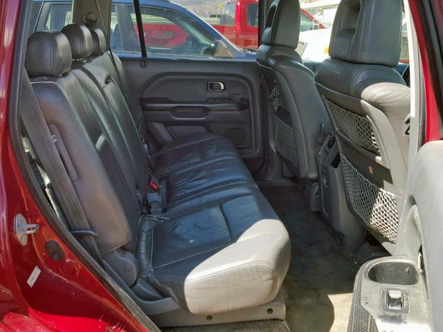 2HKYF18503H524523 - 2003 HONDA PILOT EXL MAROON photo 6