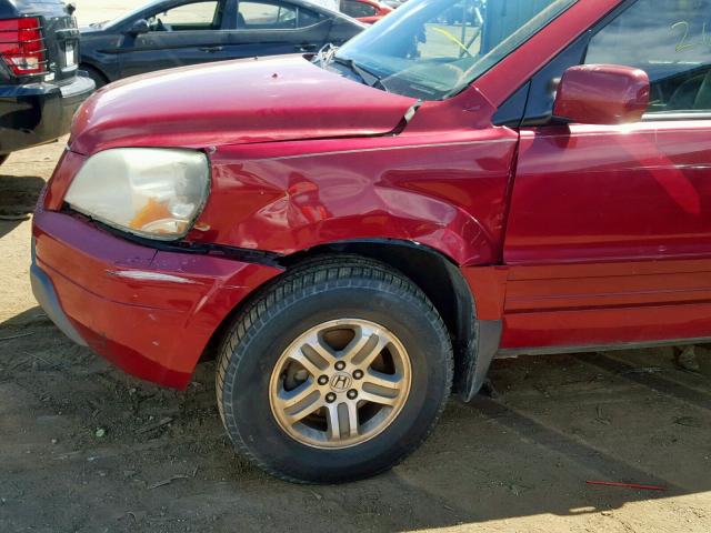 2HKYF18503H524523 - 2003 HONDA PILOT EXL MAROON photo 9