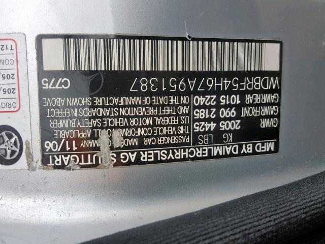 WDBRF54H67A951387 - 2007 MERCEDES-BENZ C 280 SILVER photo 10