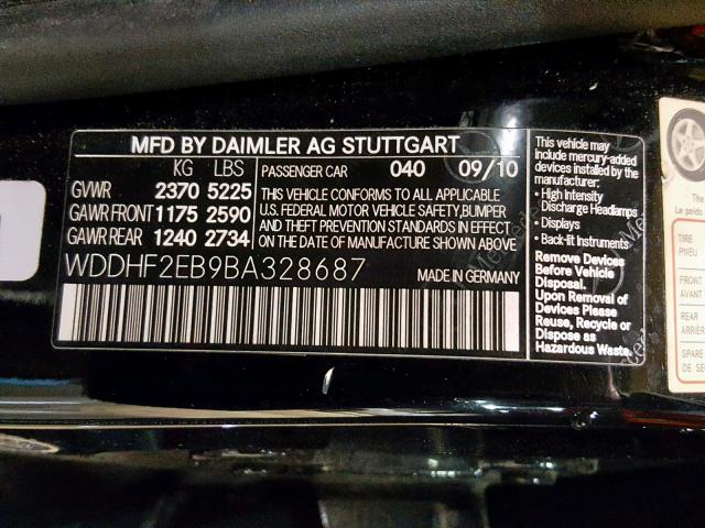 WDDHF2EB9BA328687 - 2011 MERCEDES-BENZ E 350 BLUE BLACK photo 10