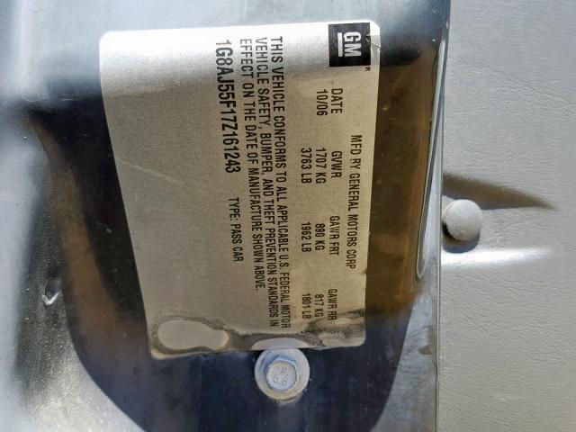 1G8AJ55F17Z161243 - 2007 SATURN ION LEVEL WHITE photo 10