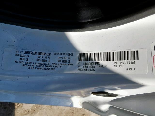 1C3BCBEB3EN157901 - 2014 CHRYSLER 200 TOURIN WHITE photo 10