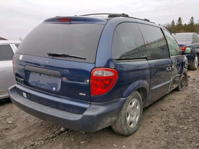 1B4GP25R92B726408 - 2002 DODGE CARAVAN SE BLUE photo 4