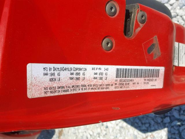 1B3ES26C53D204014 - 2003 DODGE NEON SE RED photo 10