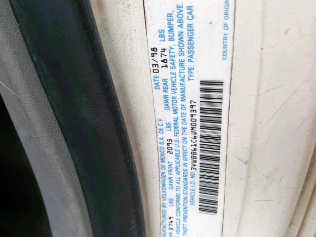 3VWBB61C6WM009397 - 1998 VOLKSWAGEN NEW BEETLE Ağ foto 10