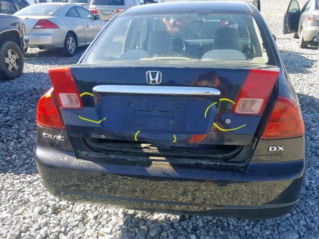 1HGES15261L054663 - 2001 HONDA CIVIC DX BLACK photo 9