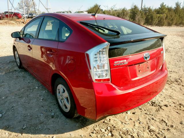 JTDKN3DU1B5292210 - 2011 TOYOTA PRIUS RED photo 3