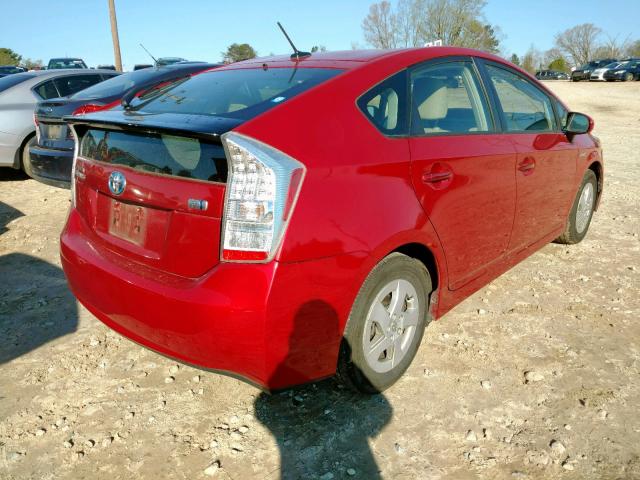 JTDKN3DU1B5292210 - 2011 TOYOTA PRIUS RED photo 4