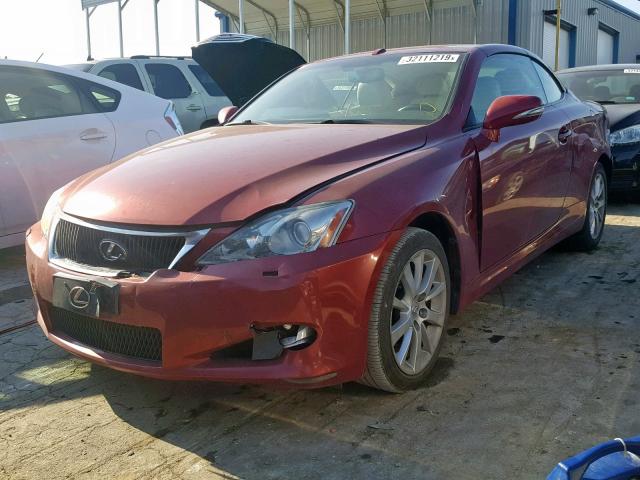 JTHFF2C29A2502141 - 2010 LEXUS IS 250 RED photo 2