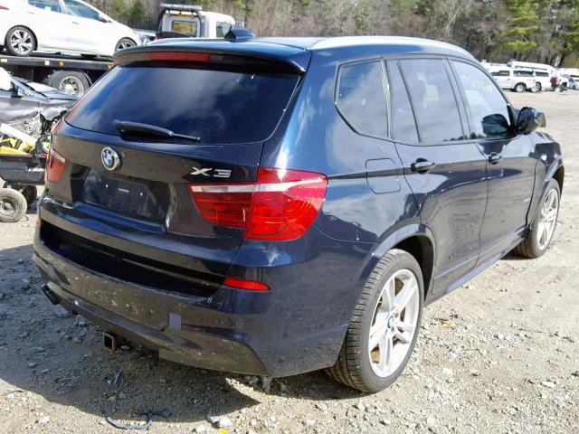 5UXWX7C56DL979578 - 2013 BMW X3 XDRIVE3 BLUE photo 4