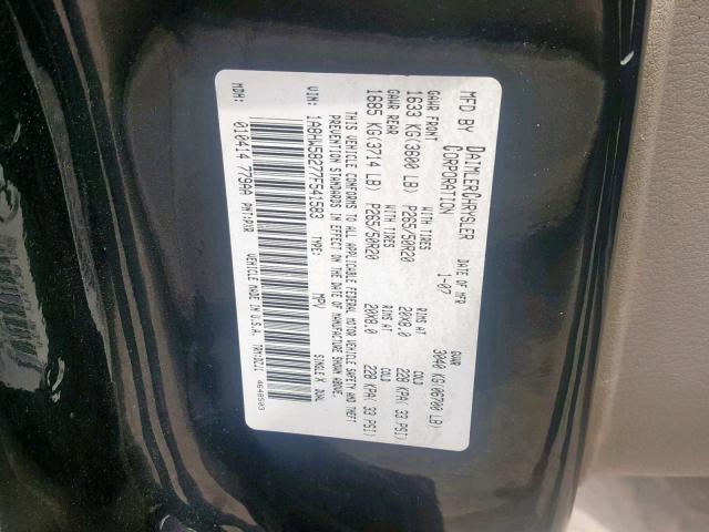 1A8HW58277F541583 - 2007 CHRYSLER ASPEN LIMI BLACK photo 10