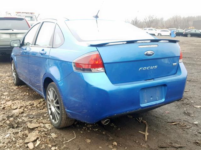 1FAHP3GN3BW139904 - 2011 FORD FOCUS SES BLUE photo 3