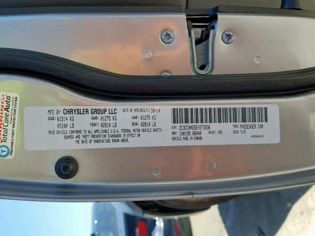 2C3CCAAG5EH373936 - 2014 CHRYSLER 300 SILVER photo 10