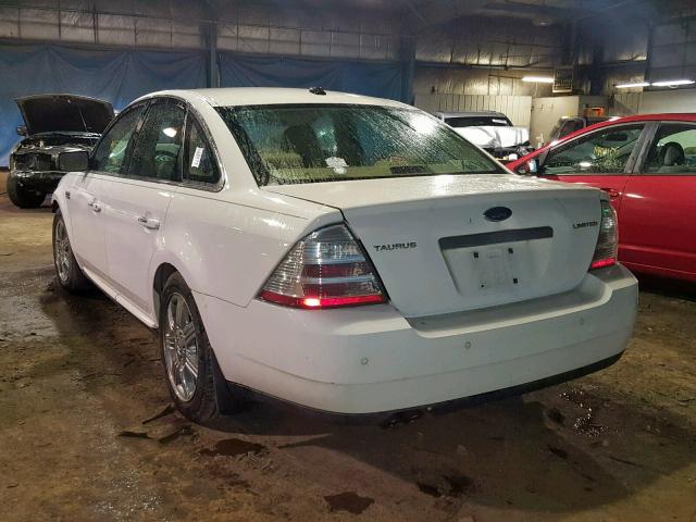 1FAHP25W28G117451 - 2008 FORD TAURUS LIM WHITE photo 3