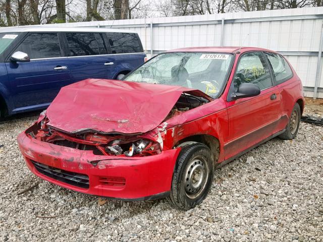 2HGEH2352SH515289 - 1995 HONDA CIVIC CX RED photo 2