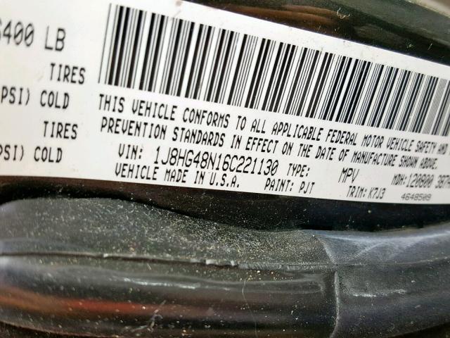 1J8HG48N16C221130 - 2006 JEEP COMMANDER GREEN photo 10