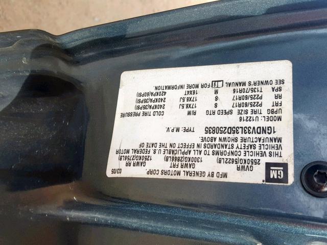 1GNDV33L35D250835 - 2005 CHEVROLET UPLANDER L 蓝色 照片 10