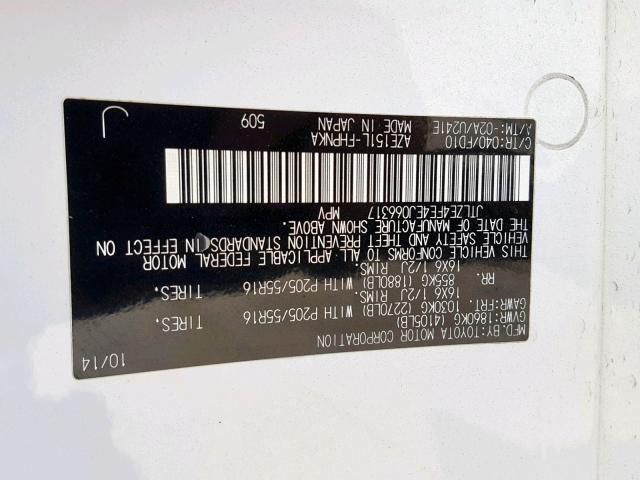 JTLZE4FE4EJ066317 - 2014 TOYOTA SCION XB 白色 照片 10