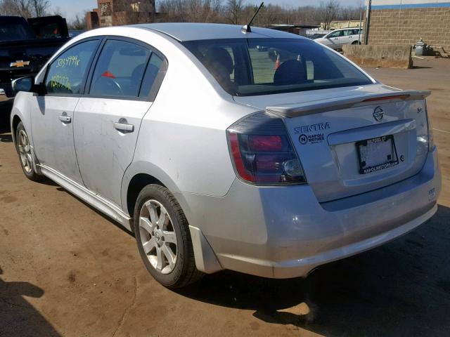 3N1AB6AP4BL624504 - 2011 NISSAN SENTRA 2.0 SILVER photo 3