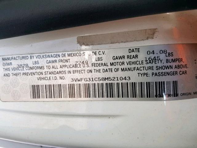 3VWFG31C58M521043 - 2008 VOLKSWAGEN NEW BEETLE Ağ foto 10