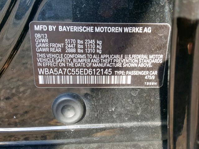 WBA5A7C55ED612145 - 2014 BMW 528 XI BLACK photo 10