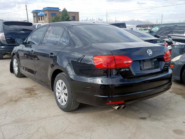 3VW2K7AJ8BM042593 - 2011 VOLKSWAGEN JETTA BASE BLACK photo 3