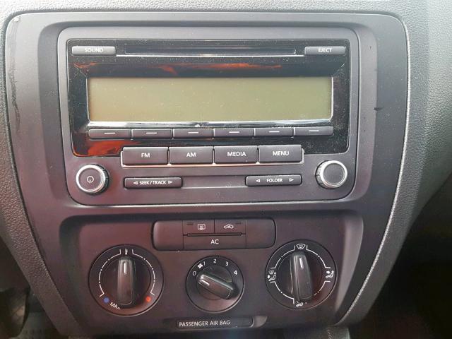 3VW2K7AJ8BM042593 - 2011 VOLKSWAGEN JETTA BASE BLACK photo 9