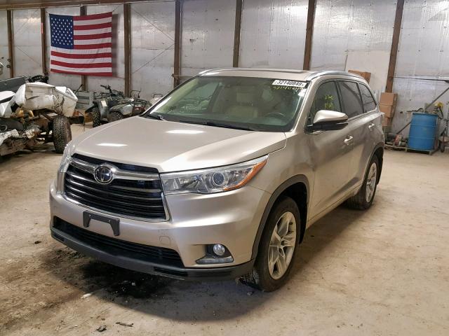 5TDDKRFH7ES053697 - 2014 TOYOTA HIGHLANDER TAN photo 2