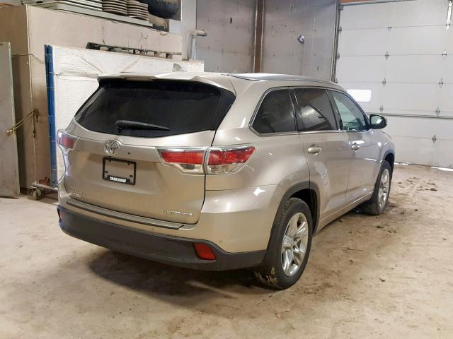 5TDDKRFH7ES053697 - 2014 TOYOTA HIGHLANDER TAN photo 4