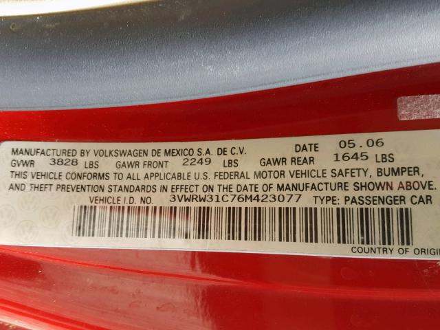 3VWRW31C76M423077 - 2006 VOLKSWAGEN NEW BEETLE Qırmızı foto 10