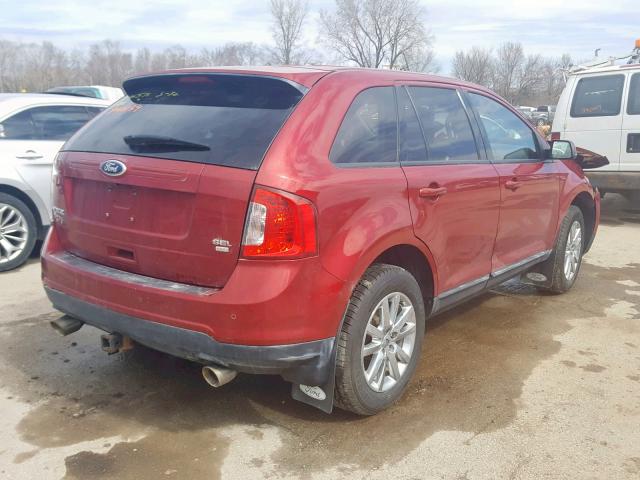 2FMDK4JC0DBB20571 - 2013 FORD EDGE SEL RED photo 4