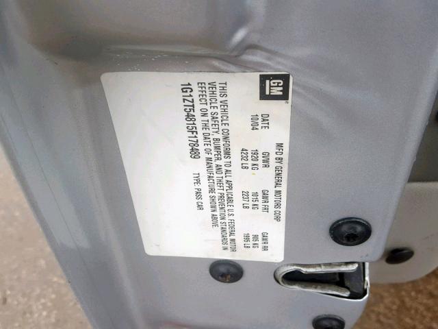 1G1ZT54815F178489 - 2005 CHEVROLET MALIBU LS SILVER photo 10