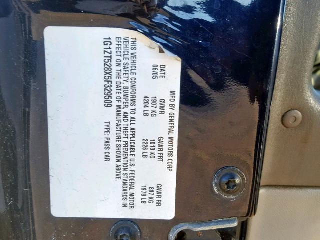 1G1ZT528X5F329509 - 2005 CHEVROLET MALIBU LS BLUE photo 10