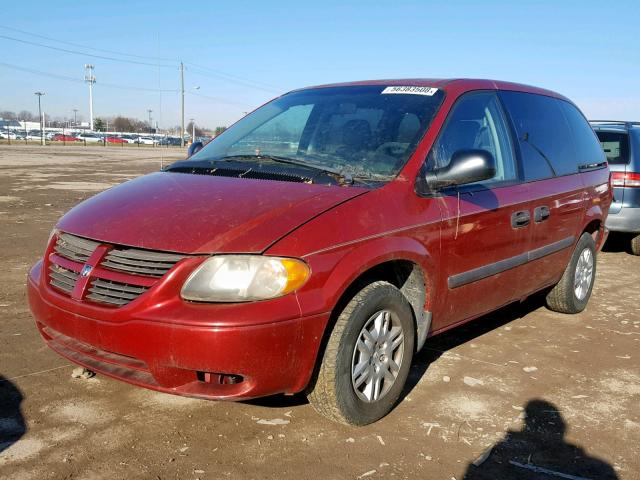 1D4GP25B15B371389 - 2005 DODGE CARAVAN SE RED photo 2