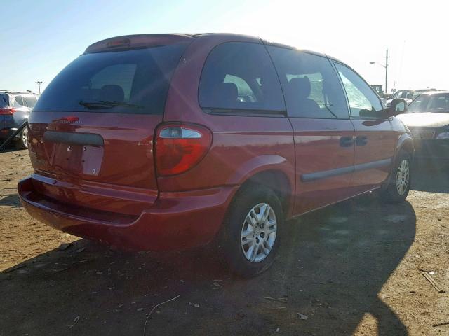 1D4GP25B15B371389 - 2005 DODGE CARAVAN SE RED photo 4