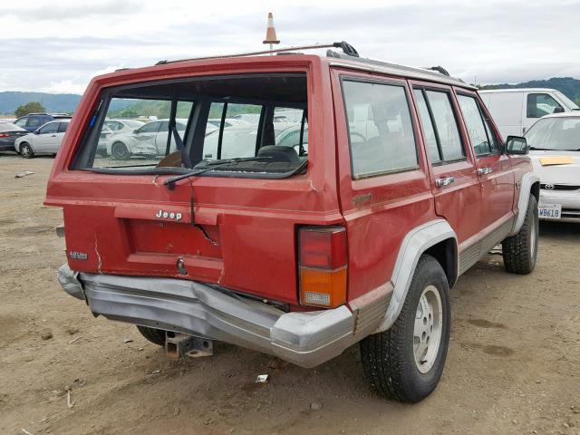 1J4FJ58S0NL123842 - 1992 JEEP CHEROKEE L RED photo 4