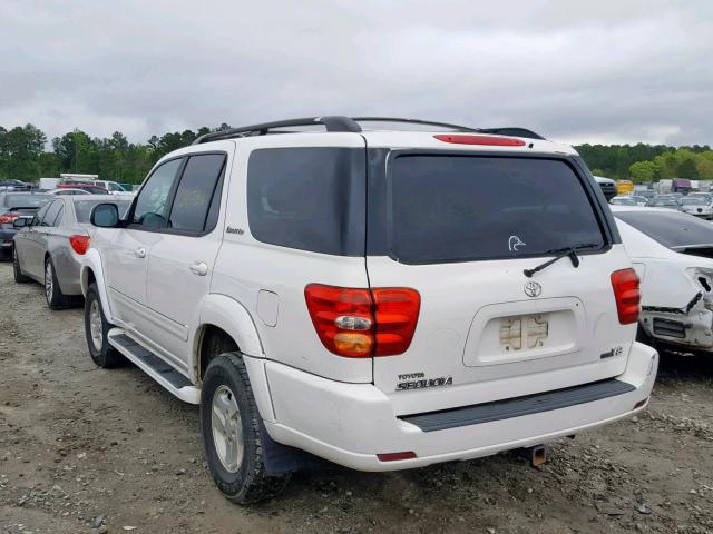 5TDZT38A82S118763 - 2002 TOYOTA SEQUOIA LI WHITE photo 3