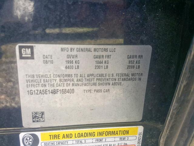 1G1ZA5E14BF168400 - 2011 CHEVROLET MALIBU LS BLACK photo 10