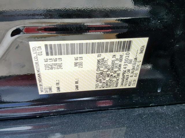 1N4AA6AP9GC433010 - 2016 NISSAN MAXIMA 3.5 BLACK photo 10