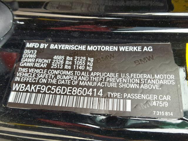 WBAKF9C56DE860414 - 2013 BMW 335 XI BLACK photo 10