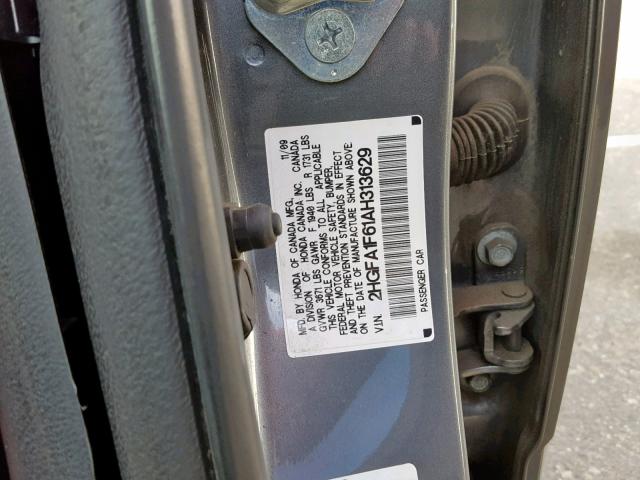 2HGFA1F61AH313629 - 2010 HONDA CIVIC LX-S Boz foto 10